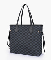CHECKERED TOTE - BLACK - M073